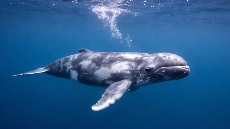 A beluga whale transitions from gray to white underwater