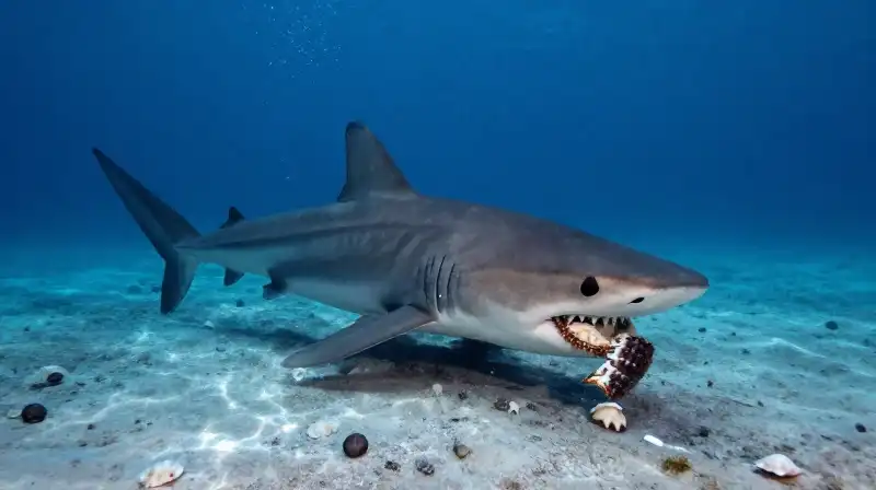 A ghost shark feeds on mollusks in the deep abyss