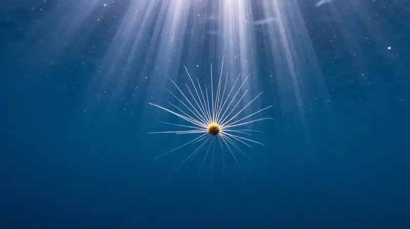 A seals whiskers sense vibrations amidst floating ocean particles